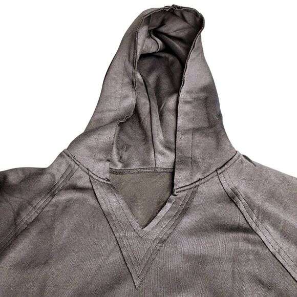 Wenlia Black Hoodie V Neck Side Slit Casual Sweatshirt Long Sleeve Pullover - Picture 3 of 10